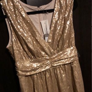Gold sequin knee length party dress